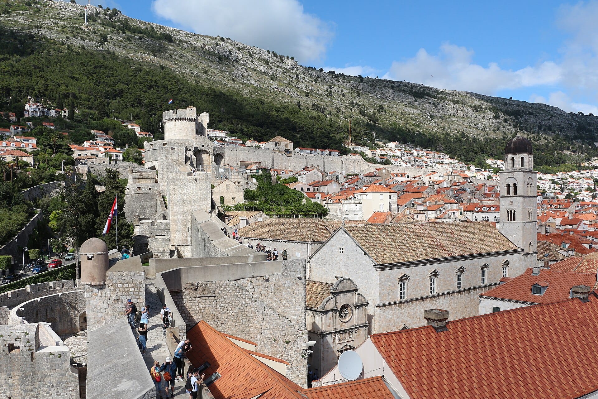 Visitors walking the circuit of Dubrovnik's city walls