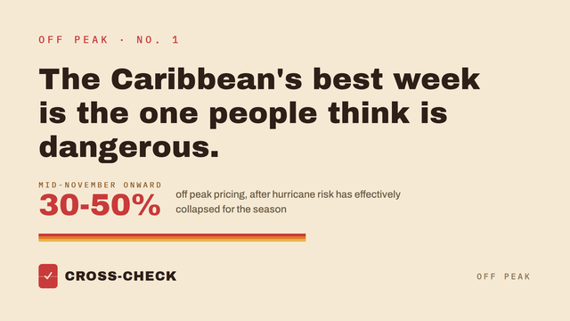 Off Peak, no. 1: the Caribbean's best week is the one people think is dangerous