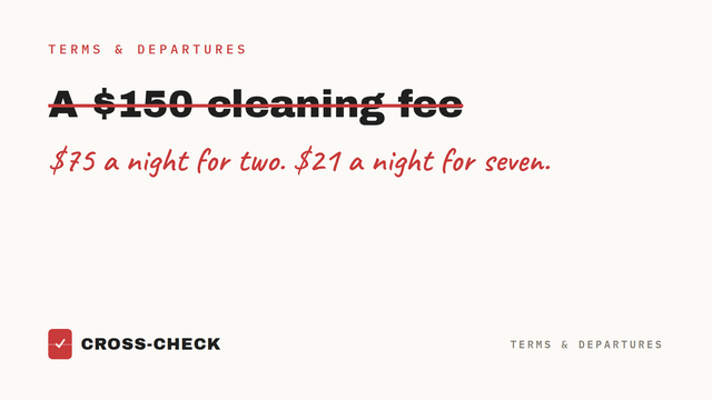 The cleaning fee is charged per stay, not per night. That is the entire game.