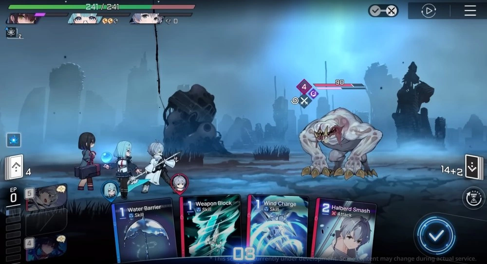 A card based battle in Chaos Zero Nightmare