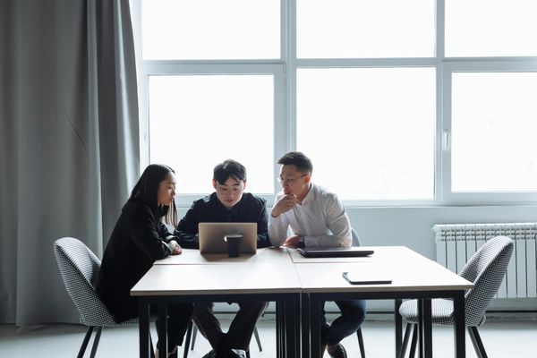 Group meeting in office.