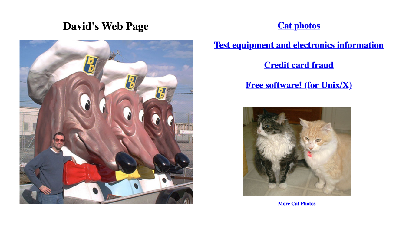 A snapshot of the old slack.com. Includes pictures of the doggie diner statues and some cats.