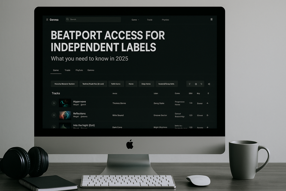 PC on a Desk, with Headphones and a coffee mug beside 