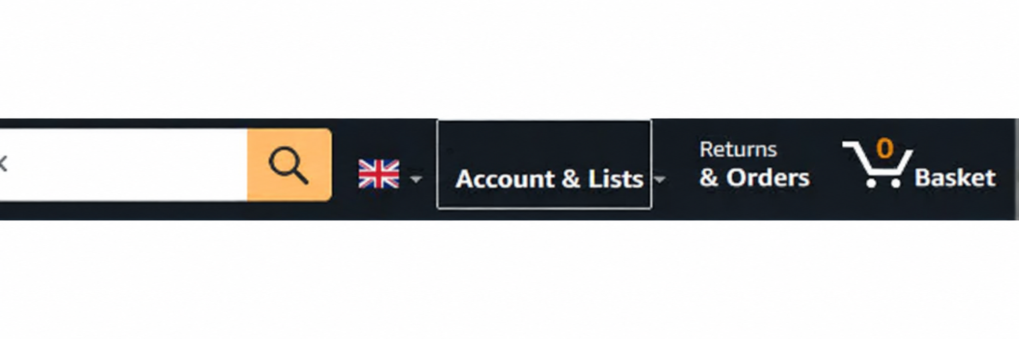 Amazon account menu