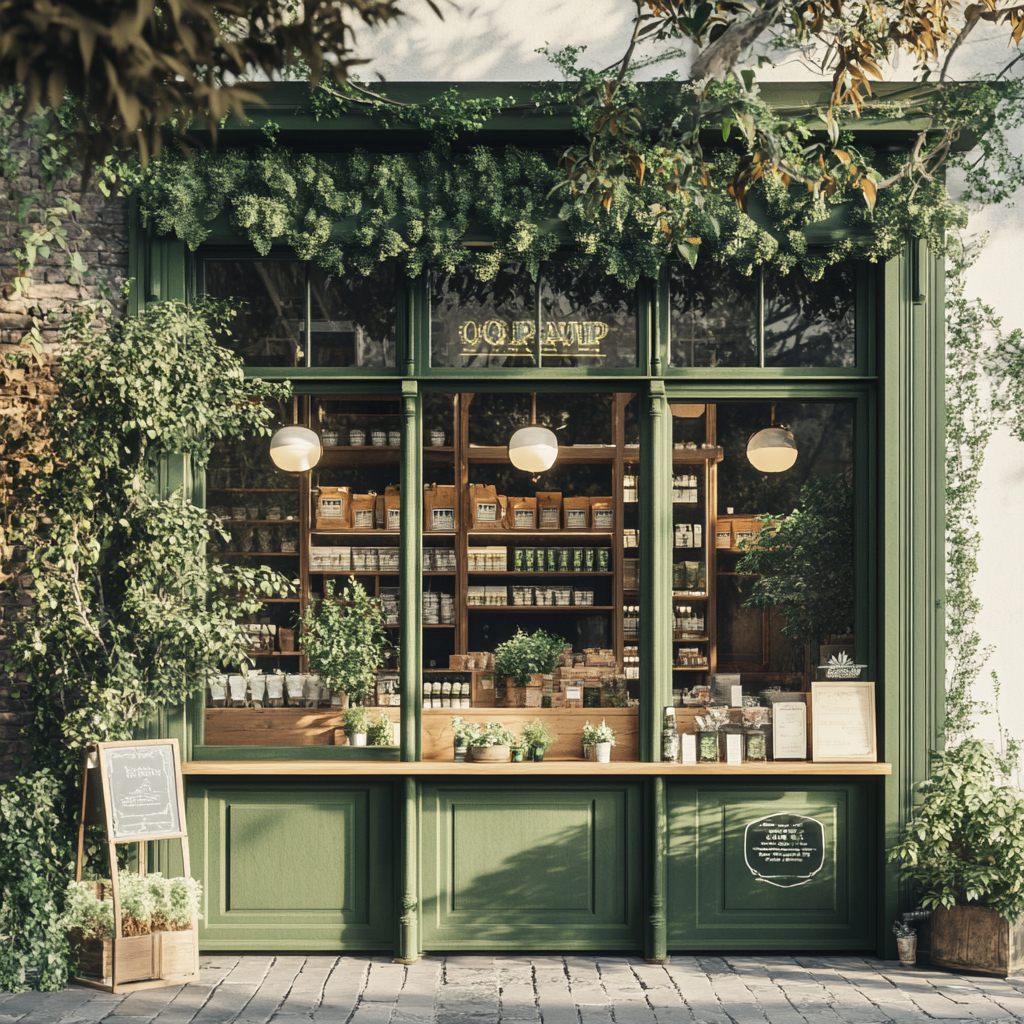 Vintage cannabis shop storefront