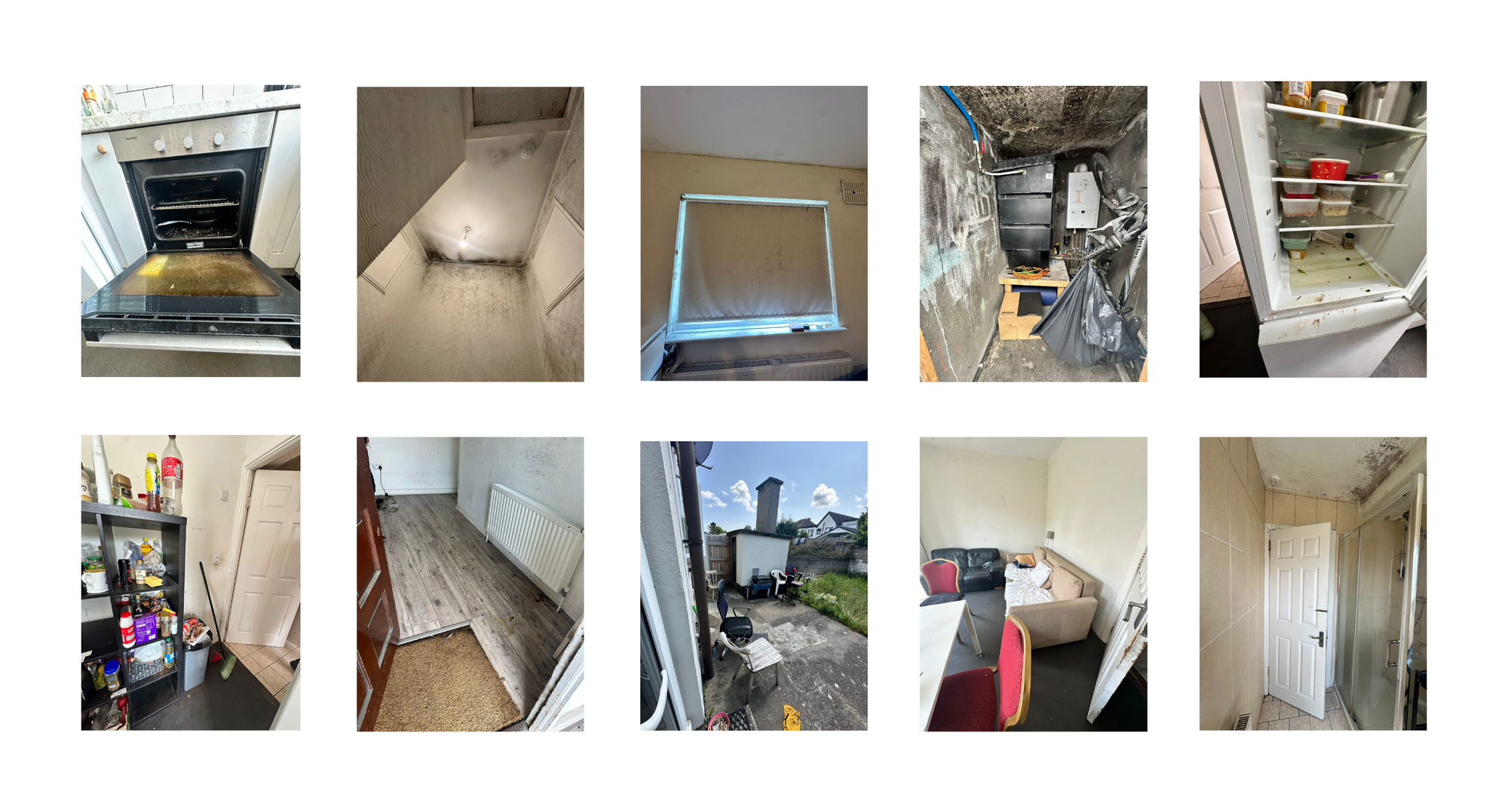 Photos from Leevin Ireland to Alba Fernandez showing the conditions in the house at check-out.