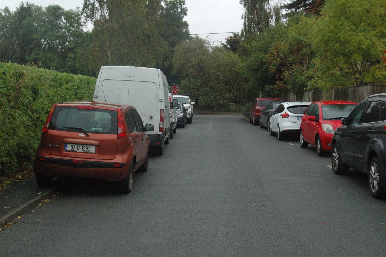 Near Portmarnock Dart Station, growth of footpath parking forces residents to walk on the road