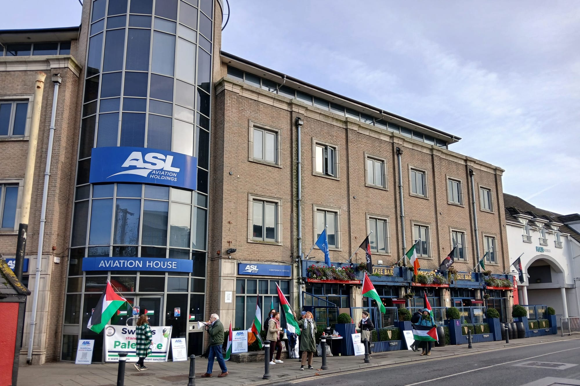 In Swords, protestors target company that’s helped ship US military gear to Israeli air force base