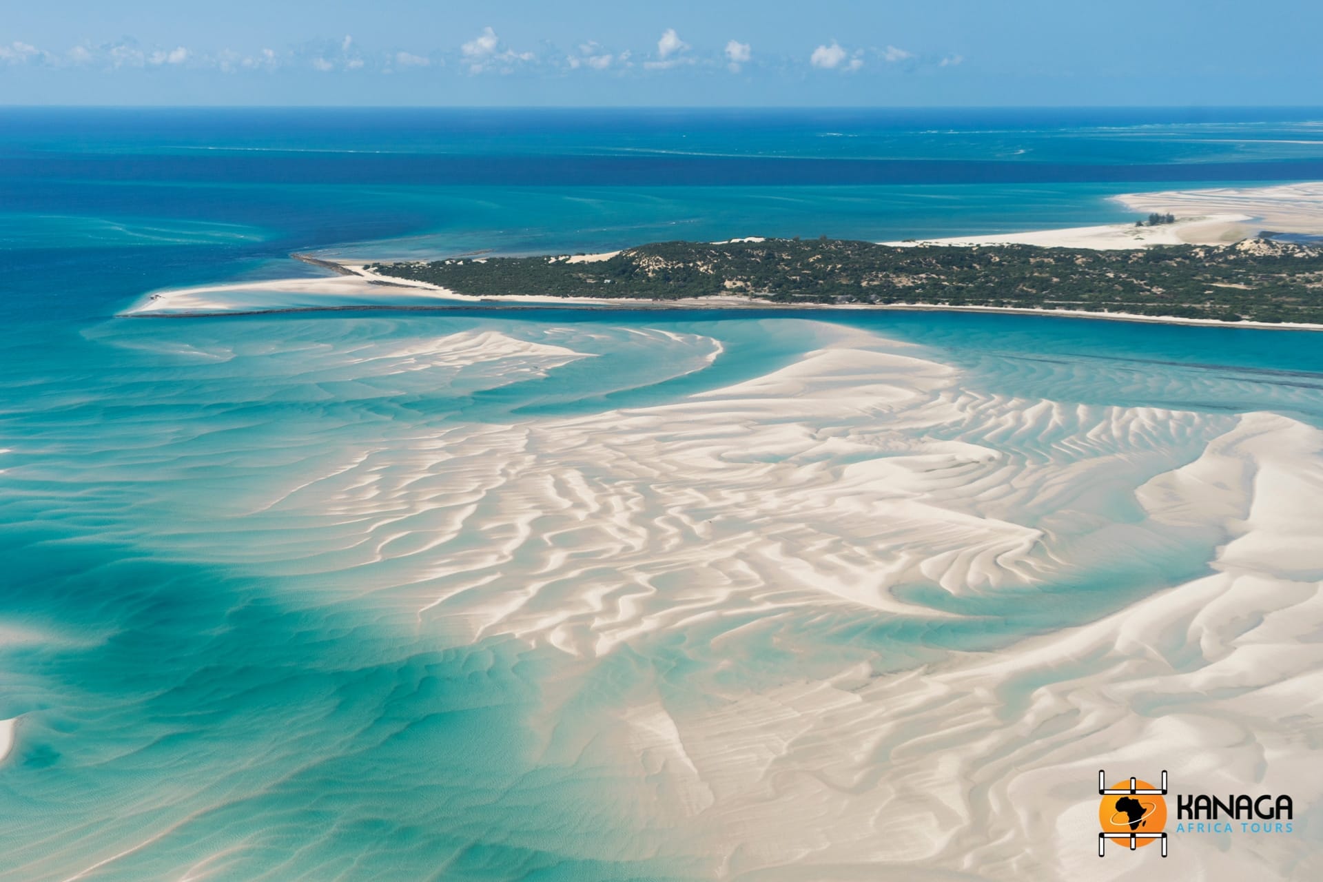 White sand beach and turquoise water, southern Mozambique coast