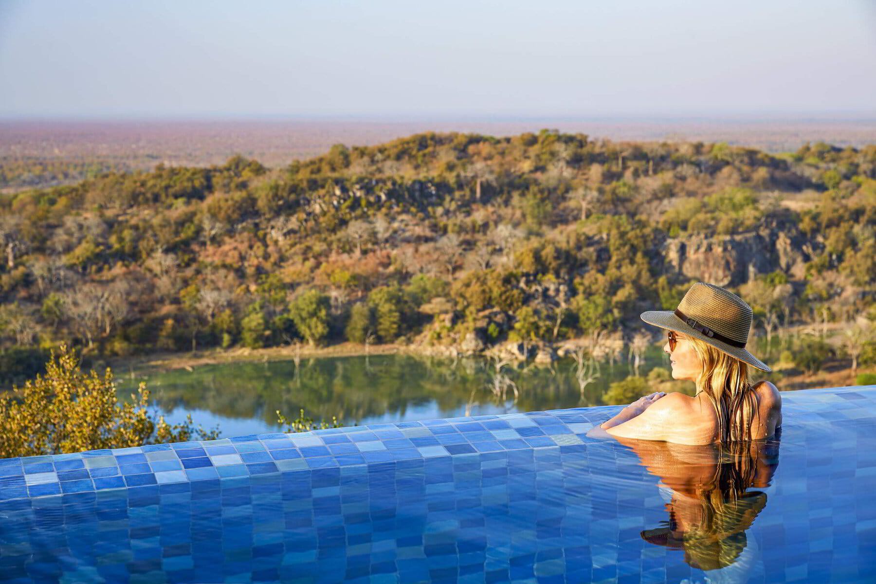 Private villa with infinity pool overlooking the Malilangwe Reserve in south-east Zimbabwe