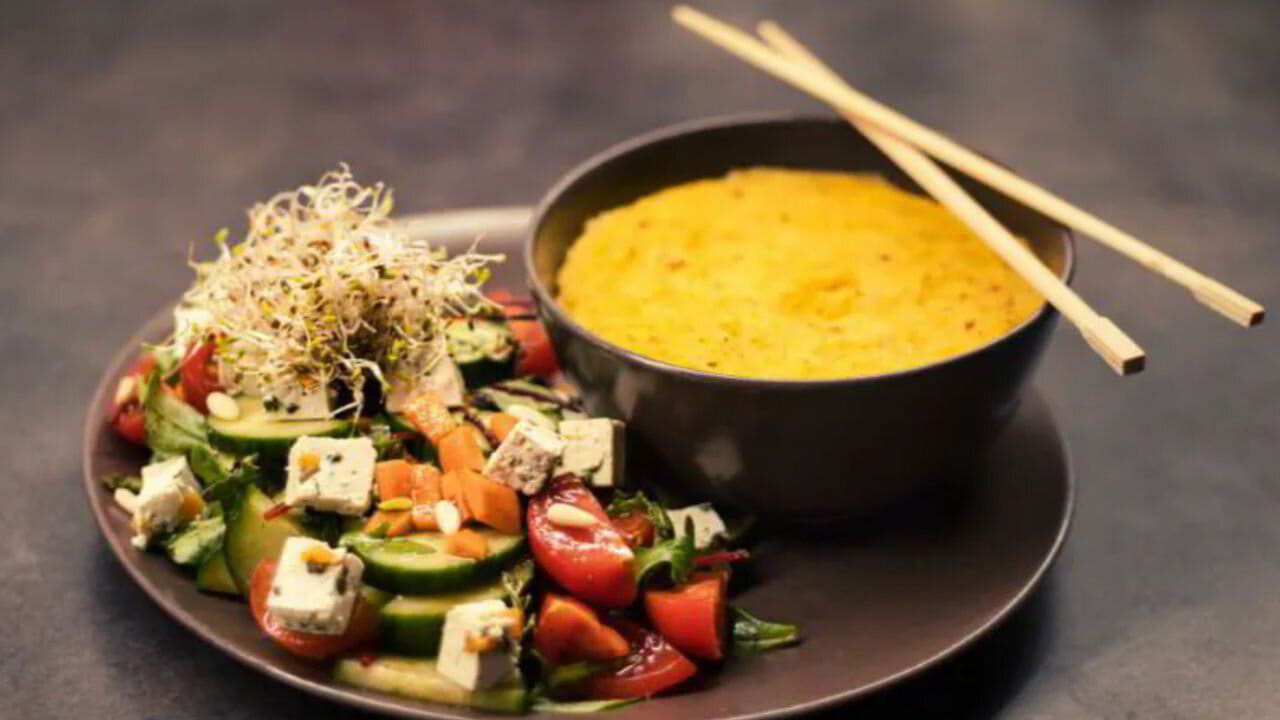A plant-led safari plate with seasonal vegetables and warm broth.