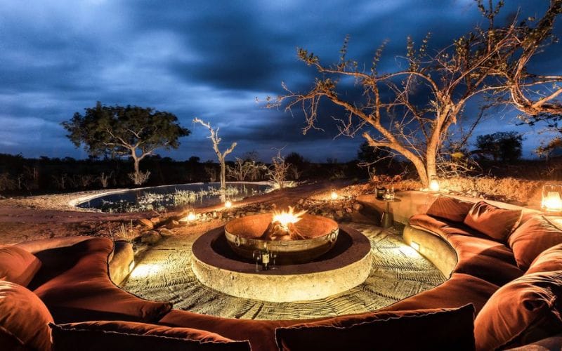 Private plunge pool and deck at Sabi Sabi Earth Lodge overlooking the Sabi Sand bush