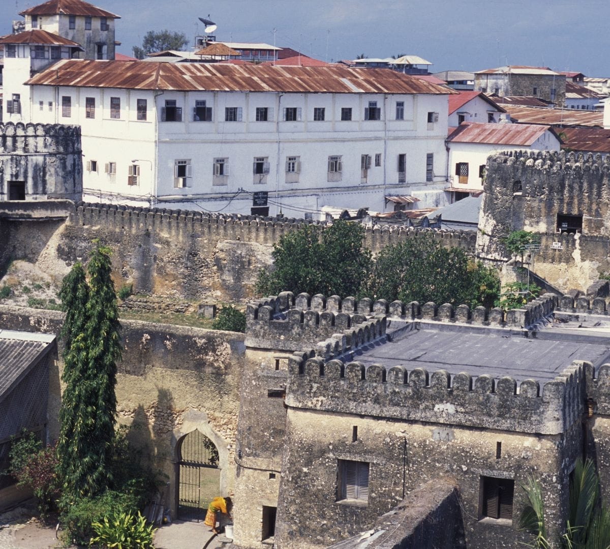 Stone Town rooftops and the stone walls of the Old Fort, Zanzibar