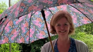 Vikki Jackson, co-founder of Marula Hill, in the South African bush in the ra