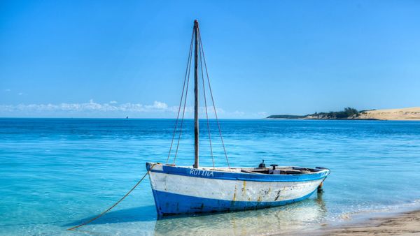 Boat in Mozambique, blue ocean