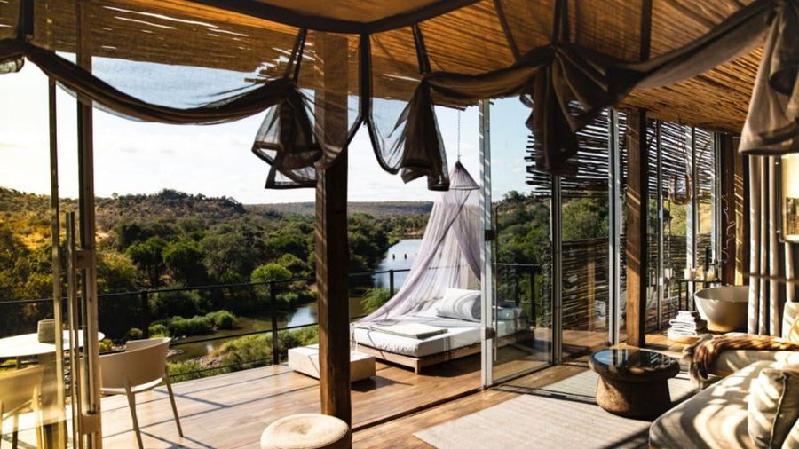 Luxury suite at Singita Lebombo Lodge in South Africa with river views, high-end safari accommodation in a private reserve