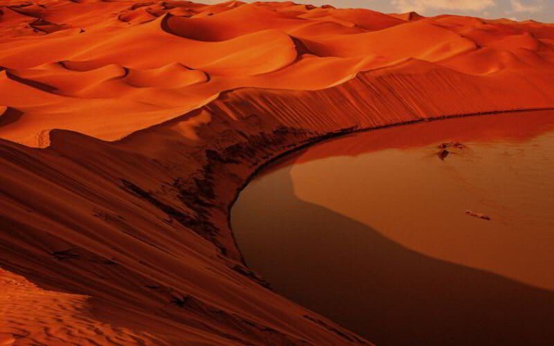 Sunset over the red sand dunes of Sossusvlei in Namibia’s Namib Desert, a breathtaking landscape best experienced during the dry season safari months.