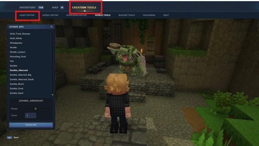 Hytale Creation Tools tab with the Asset Editor option selected.
