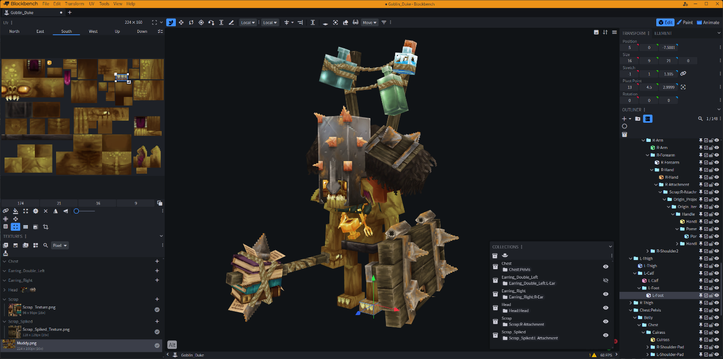 Blockbench workflow for creating Hytale models, textures, and animations.