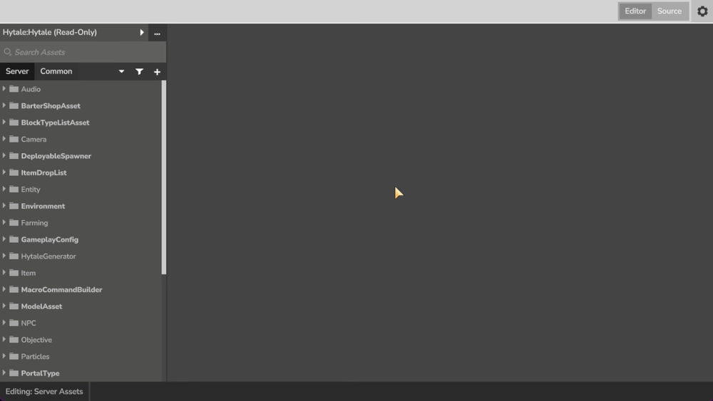 Hytale Asset Editor open in Creation Tools for editing a Pack.