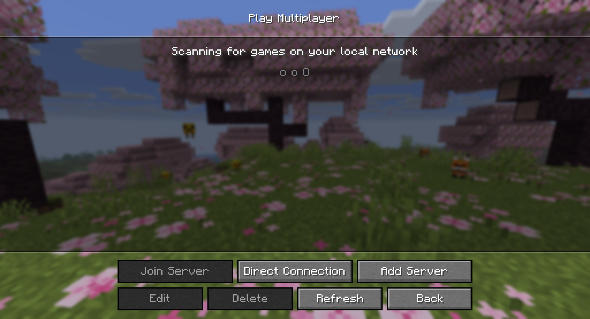 A Minecraft screenshot of the multiplayer menu screen.