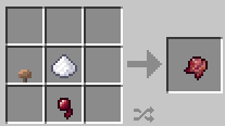 Crafting recipe for fermented spider eye with a brown mushroom, sugar, and spider eye.