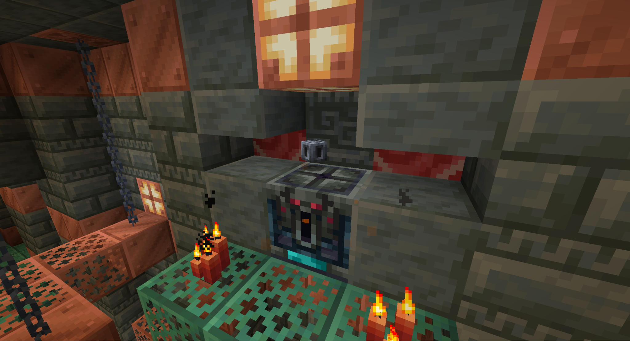 A Minecraft screenshot of a heavy core over an ominous vault.