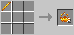 Minecraft crafting recipe showing a blaze rod being crafted into blaze powder.