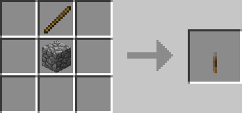 Minecraft lever crafting recipe using 1 stick above 1 cobblestone.
