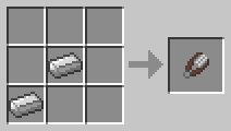 Minecraft shears recipe using two iron ingots placed diagonally.