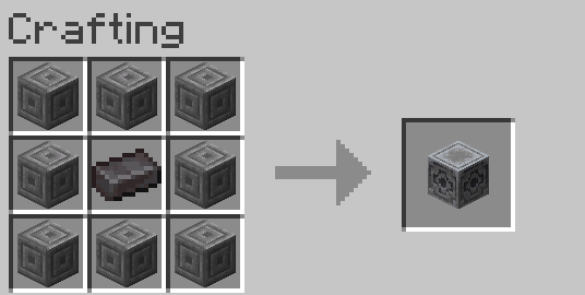Minecraft lodestone crafting recipe using chiseled stone bricks and a netherite ingot.
