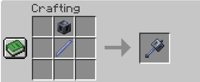 Minecraft crafting recipe for a mace using a Heavy Core above a Breeze Rod.