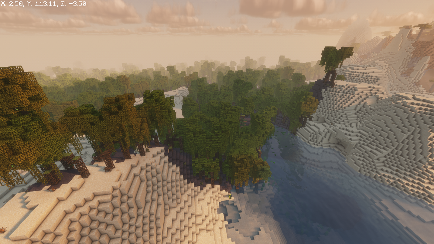Mangrove Swamp meeting a sandy beach beside a river.