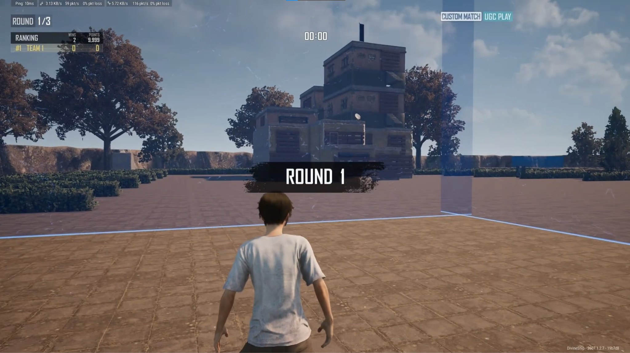 PUBG Custom Match UGC Play test session starting Round 1.