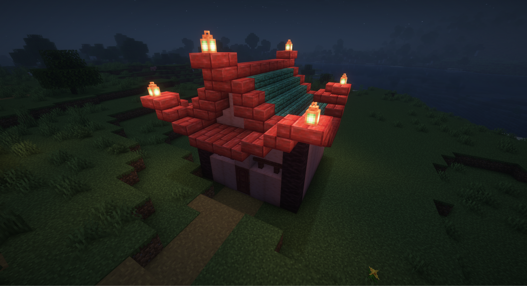 A Minecraft screenshot of a pagoda.