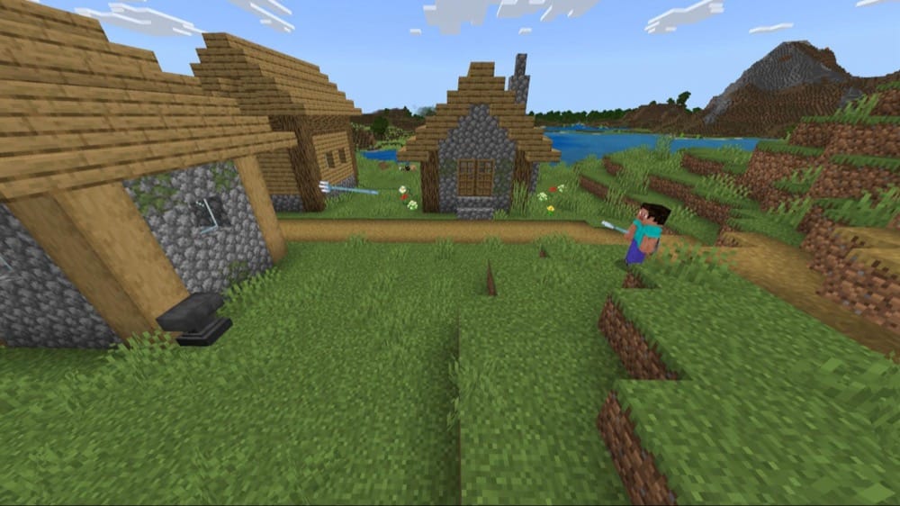 A Minecraft screenshot of the player throwing a trident.