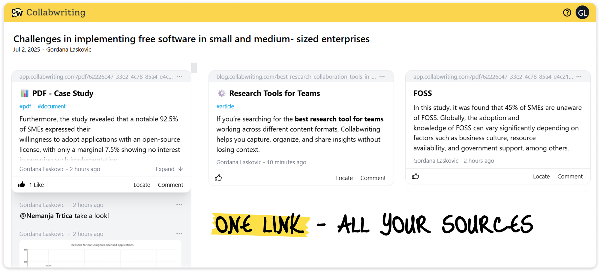Cowrite link will all your sources in one place