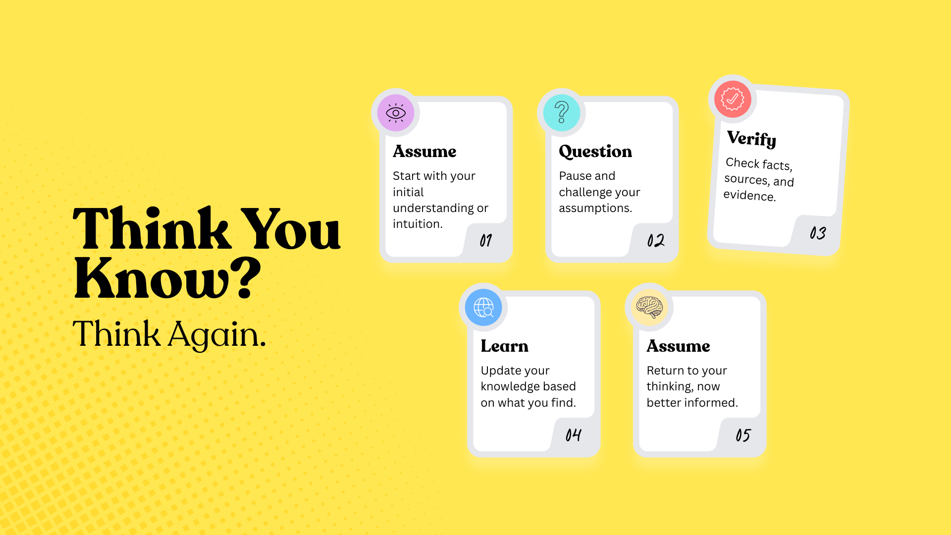 Think you know? Think again. Assume, question, verify, learn, assume