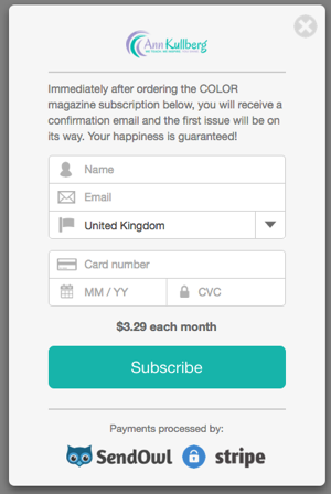 Ann Kullberg subscription checkout page