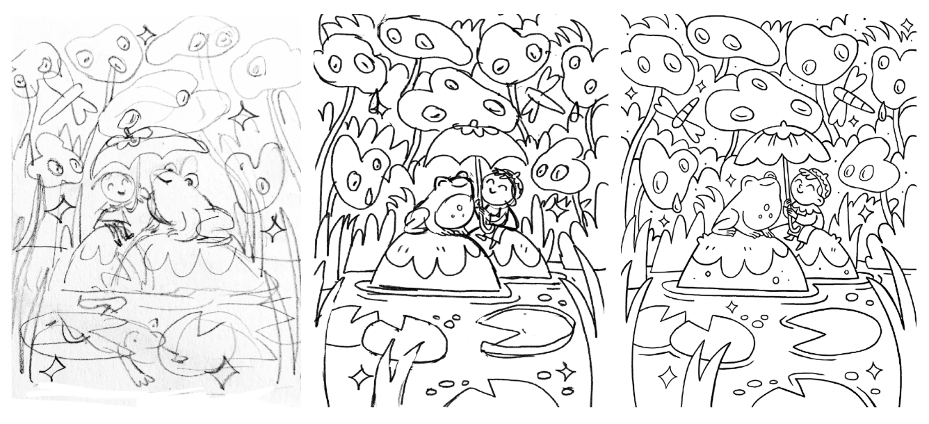 Sarah Holliday’s illustration process for the Lake coloring app.