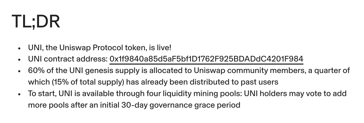 UNI initial allocation announcement