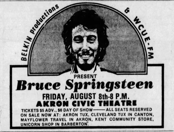 Bruce Springsteen & the E Street Band, Akron Civic Theatre, Akron, OH, August 8, 1975