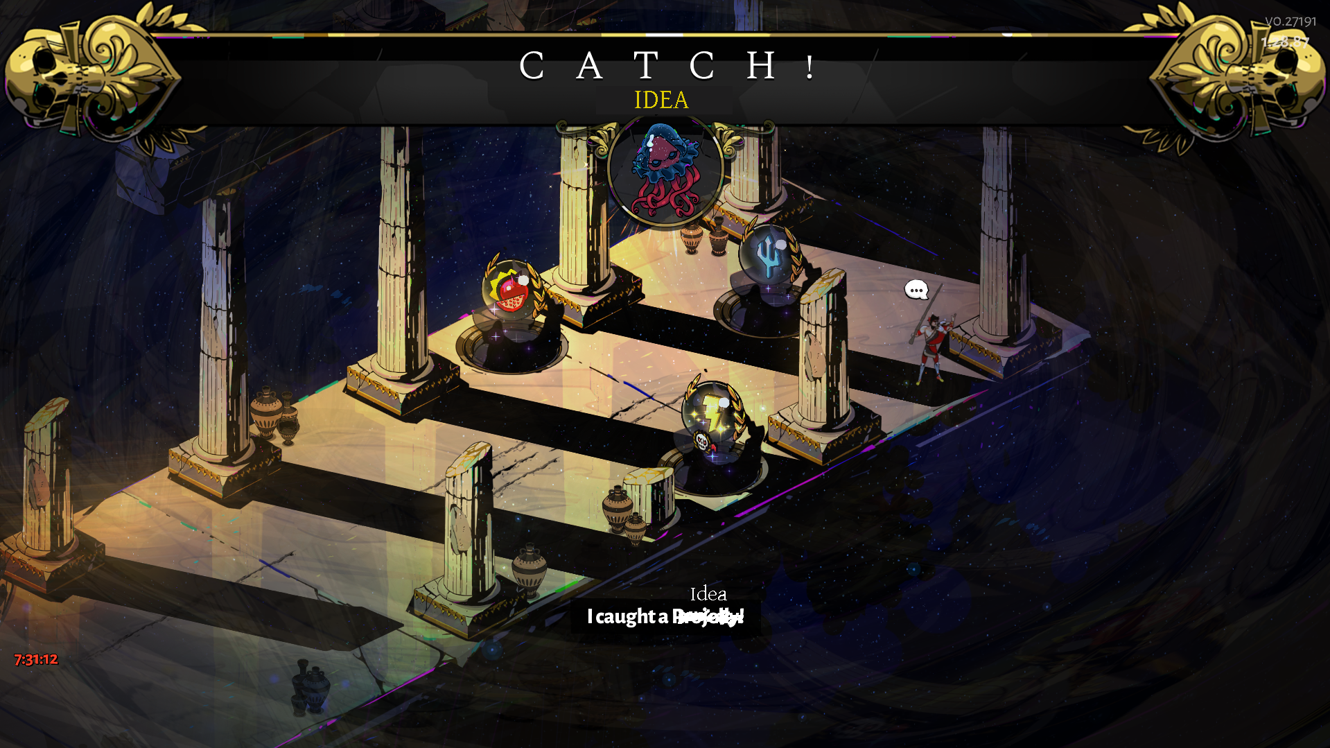 An image of the video game Hades. Altered so that Zagreus fishes up an Idea