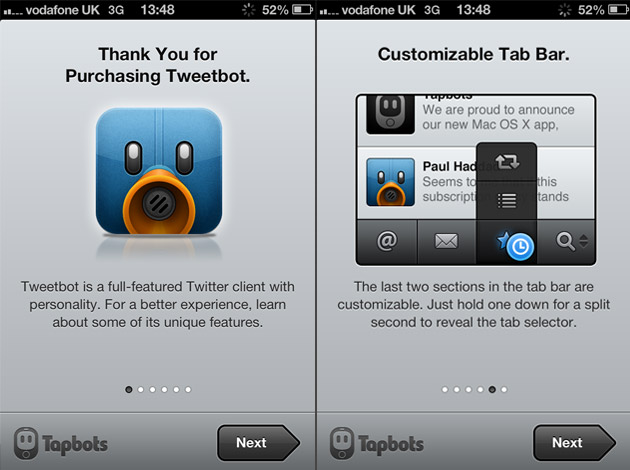Tweetbot in-app onboarding
