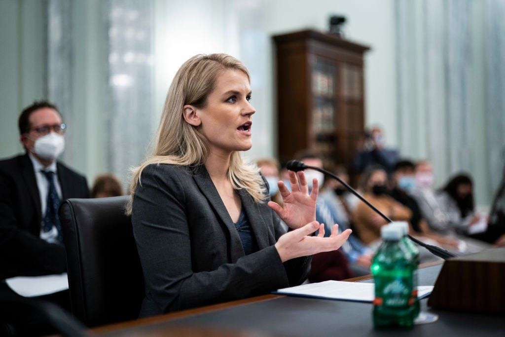 The Facebook whistleblower testifies