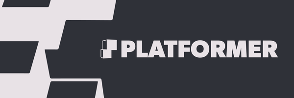 The Platformer logo and wordmark in gray against a black background with cubes shown in negative space