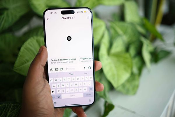 ChatGPT shown open on a smartphone screen against a backdrop of plants
