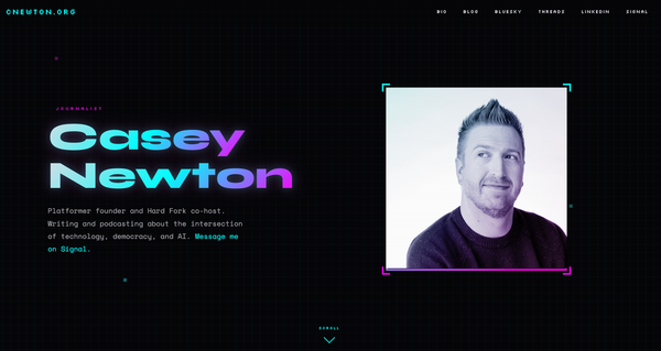A screenshot of cnewton.org showing the menu bar, a photo of me, and a brief bio.