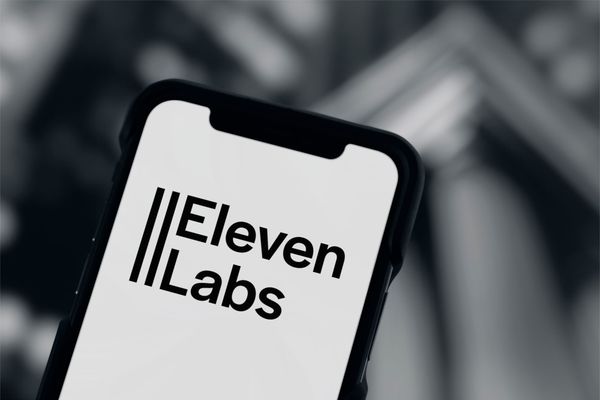The ElevenLabs logo against a white background on an iPhone