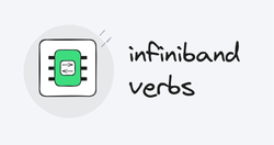 infiniband verbs banner, hand-drawn excalidraw style: green RNIC chip icon